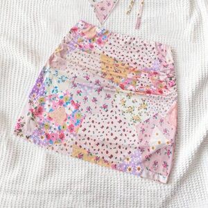 SHEIN Floral Patchwork Mini Skirt